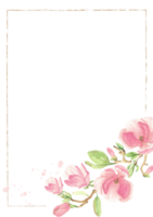cadre de branche de fleur de magnolia en fleurs png