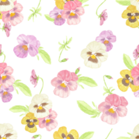 watercolor pansy flower seamless pattern png