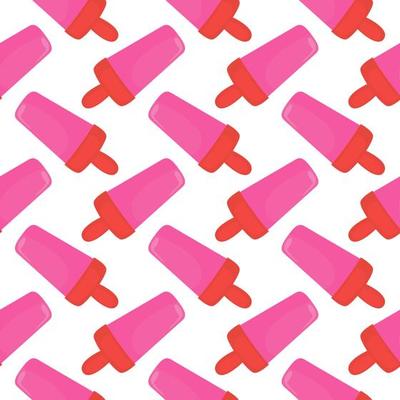 Frozen pink ice cream ,seamless pattern on white background.
