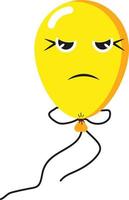 Angry yellow balloon, illustration, vector on a white background.