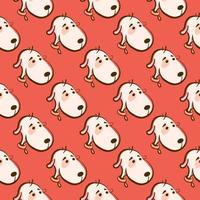 Dog pattern, seamless pattern on red background. vector