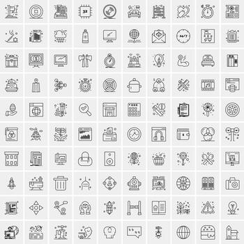100 iconos de negocios para web y material impreso vector
