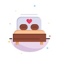 Bed Love Heart Wedding Abstract Flat Color Icon Template vector