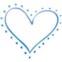 coração de doodle azul simples. elemento de design isolado para dia dos namorados, casamento, romance. clipart png transparente