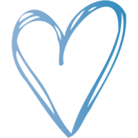 Simple blue doodle heart. Isolated design element for valentine's day, wedding, romance. Transparent PNG clipart