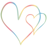 Rainbow simple doodle heart. Transparent PNG clipart for design