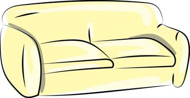 Yellow sofa, illustration, vector on white background.