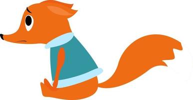 Sad fox, illustration, vector on white background.