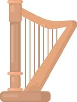 Classic harp instrument, illustration, vector on white background.