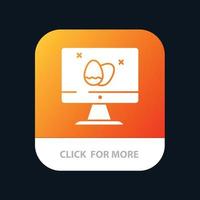 monitor pantalla huevo pascua aplicación móvil botón android e ios versión glifo vector