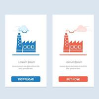 Building Factory Construction Industry  Blue and Red Download and Buy Now web Widget Card Template vector