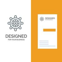 Boat Ship Wheel Grey Logo Design and Business Card Template vector