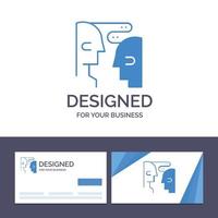 tarjeta de visita creativa y plantilla de logotipo comunicación cerebral interacción humana ilustración vectorial vector