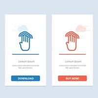 Fingers Four Gestures Interface Multiple Tap  Blue and Red Download and Buy Now web Widget Card Temp vector