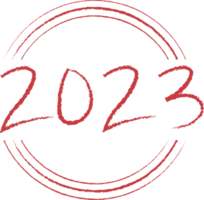 2023 contento nuovo anno numerico. grunge pennellata testo con arco png