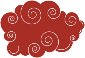 kinesisk moln. traditionell böjd röd och vit design element png