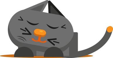 Grey cat sleeping, illustration, vector on a white background.