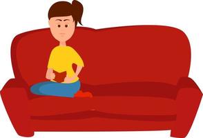 Girl on a sofa, illustration, vector on white background.