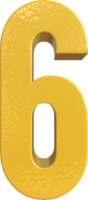 Number Six, 6 Yellow 3D Text Render. png