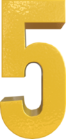 Number Five, 5 Yellow 3D Text Render. png