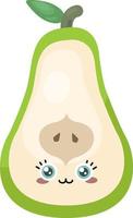 Half green pear , illustration, vector on white background