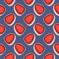 Mochi in half,seamless pattern on dark purple background. vector