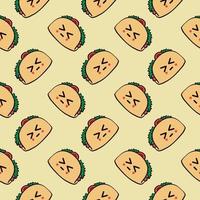 Small cute tacos ,seamless pattern on yellow background. vector