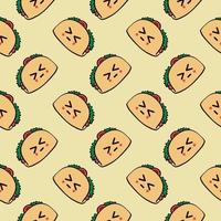 Small cute tacos ,seamless pattern on yellow background. vector