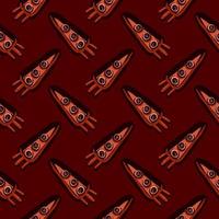 Red missile , seamless pattern on a red background. vector