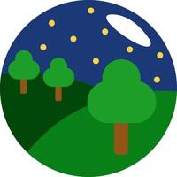 Trees in the field at night, illustration, vector on a white background.