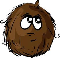 Sad coconut, illustration, vector on white background.