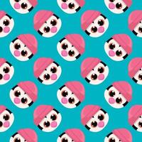 Cute baby penguin ,seamless pattern on blue background. vector