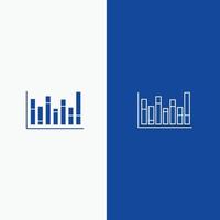 Graph Line Up Down  Line and Glyph Solid icon Blue banner Line and Glyph Solid icon Blue banner vector