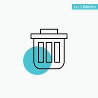 Trash Basket Bin Can Container Dustbin Office turquoise highlight circle point Vector icon