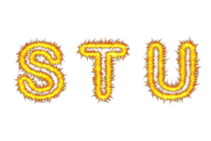 Realistic Fire font text S T U letters of the alphabet, Fire style alphabet text effect PNG