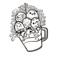 tekening schattig tekenfilm bubbel thee in een vrolijk glas png