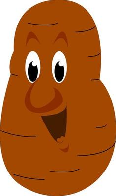 Smiling potato, illustration, vector on white background.