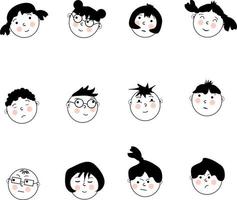 Emojis of boys and girls, illustration, vector, on a white background. vector