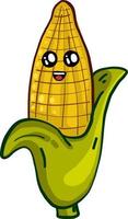 Cute corn with a face, illustration, vector on a white background.