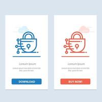 Digital Lock Technology  Blue and Red Download and Buy Now web Widget Card Template vector