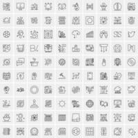 conjunto de 100 iconos de línea de negocios creativos vector