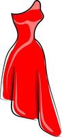 Glamour red dress, illustration, vector on white background.