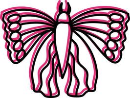 Pink butterfly with unusual wings, illustration, vector on a white background