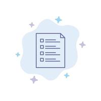 Checklist Check File List Page Task Testing Blue Icon on Abstract Cloud Background vector