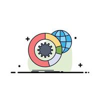 data big data analysis globe services Flat Color Icon Vector