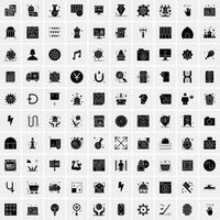 Set of 100 Business Solid Glyph icons vector