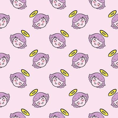 Little angel,seamless pattern on light pink background.