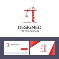 Creative Business Card and Logo template Crane Building Construction Constructing Tower Vector Illus