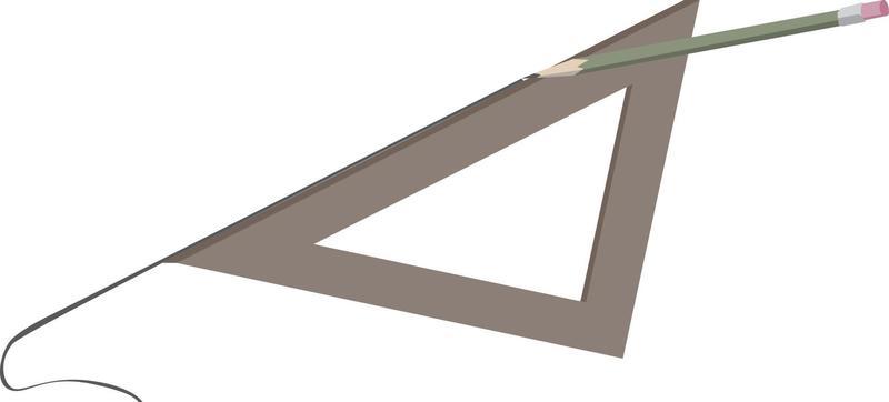 Ruler and pen, illustration, vector on white background.