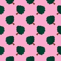 Green small tree,seamless pattern on pink background. vector